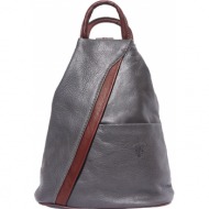 γυναικειο δερματινο backpack vanna firenze leather 2061 γκρι/καφε