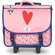 σχολική τσάντα pol fox cartable 38 cm heart a roulettes