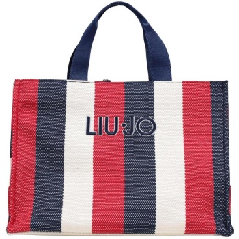 shopping bag liu jo l tote striped canvas 2a6026 t2176 | σε προσφορά
