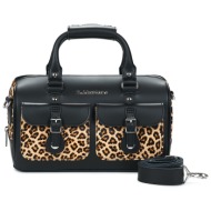 τσάντες ώμου dr. martens top handle bag black+light tan kiev+mini leopard spot hair on