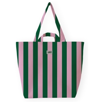 shopping bag lori barcelona bold stripe bag - pink/green |