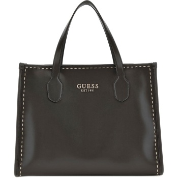 guess μαύρη τσάντα ώμου silvana stitch