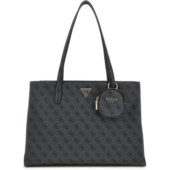 guess μαύρη τσάντα ώμου power play tote logo σε προσφορά