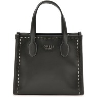 guess μαύρη τσάντα ώμου silvana stitch mini
