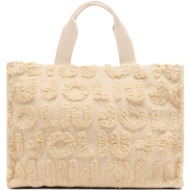 liu jo μπεζ shopping bag 2f5027 logo