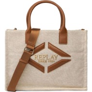 replay μπεζ τσάντα ώμου fw3865