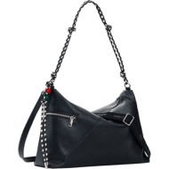 desigual μαύρη τσάντα ώμου half logo leiria 26saxp66