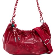 desigual κόκκινη τσάντα half logo waverly 26saxp28
