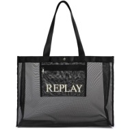 replay μαύρη shopping bag fw3727