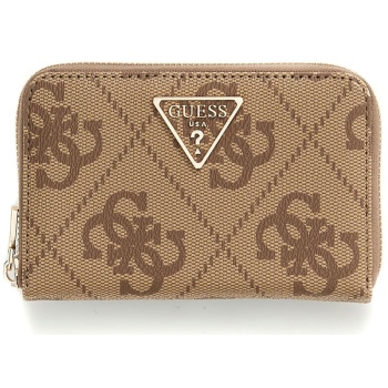 guess μπεζ latte πορτοφόλι laurel medium wide logo
