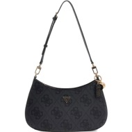 guess ανθρακί τσάντα ώμου noelle top zip wide logo
