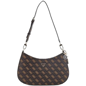 guess καφε τσάντα ώμου noelle top zip 4g logo σε προσφορά