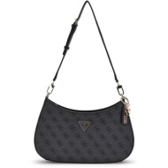 guess μαύρη τσάντα ώμου noelle top zip 4g logo