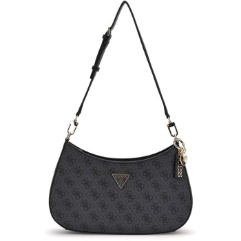 guess μαύρη τσάντα ώμου noelle top zip 4g logo σε προσφορά