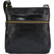 δερμάτινη τσάντα ώμου chiara firenze leather 6562 μαύρο