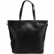 δερμάτινη τσάντα ώμου darcy firenze leather 6576 μαύρο