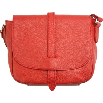 δερμάτινη τσάντα ώμου stella firenze leather 9024 κόκκινο