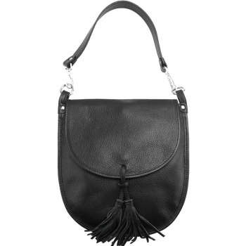 δερμάτινη τσάντα χειρός elisa firenze leather 9105 μαύρο