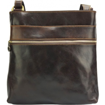 δερμάτινη τσάντα ώμου chiara firenze leather 6562 σκούρο