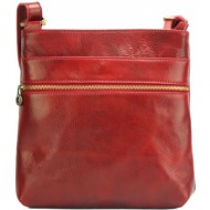 δερμάτινη τσάντα ώμου chiara firenze leather 6562 σκούρο κόκκινο