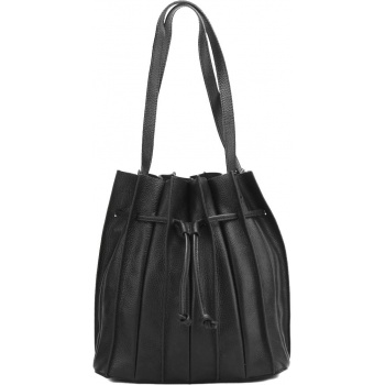 δερμάτινη τσάντα ώμου amalia firenze leather 9145 μαύρο