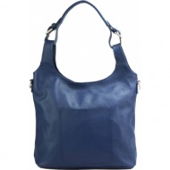 δερμάτινη τσάντα ώμου silvia firenze leather 9199 σκούρο μπλε