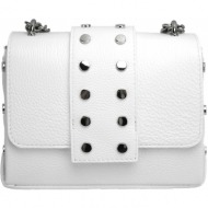 δερμάτινη τσάντα ώμου firenze leather 9508 λευκό