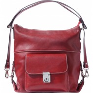 δερμάτινη τσάντα ωμου barbara firenze leather 6563 σκουρο κόκκινο