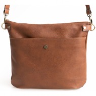 τσάντα ώμου με τσέπη street life thiros 29-7010 dark tan brown