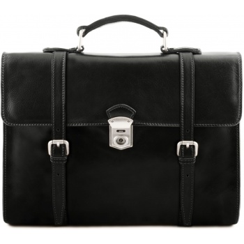 ανδρική επαγγελματική τσάντα δερμάτινη viareggio μαύρο