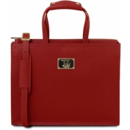 γυναικεία επαγγελματική τσάντα δερμάτινη palermo κόκκινο tuscany leather