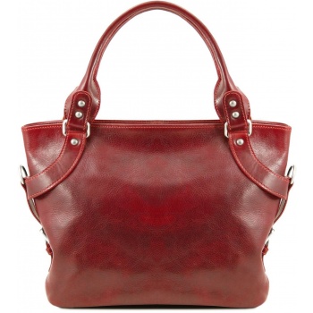 γυναικεία τσάντα δερμάτινη ilenia κόκκινο tuscany leather
