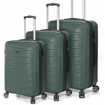 σετ 3 βαλίτσες με προέκταση benzi πράσινο bz5493