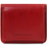 unisex πορτοφόλι δερμάτινο tuscany leather tl142059 κόκκινο