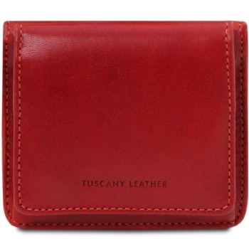 unisex πορτοφόλι δερμάτινο tuscany leather tl142059 κόκκινο