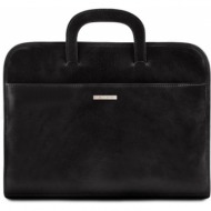 επαγγελματική τσάντα δερμάτινη sorrento tuscany leather tl141022 μαύρο