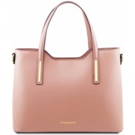 γυναικεία τσάντα δερμάτινη olimpia tuscany leather tl141412 ροζ