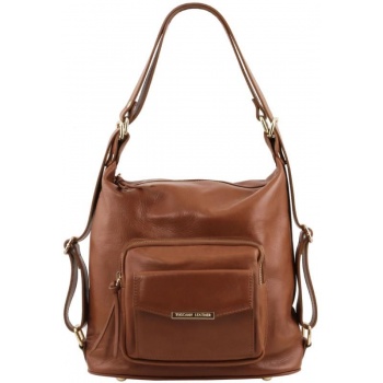 γυναικεία τσάντα δερμάτινη πλάτης & ώμου tuscany leather