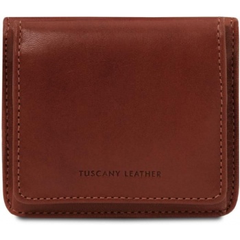 unisex πορτοφόλι δερμάτινο tuscany leather tl142059 καφέ
