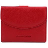 γυναικείο πορτοφόλι δερμάτινο calliope tuscany leather tl142058 κόκκινο lipstick