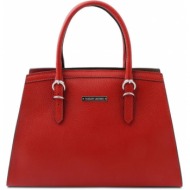 γυναικεία τσάντα δερμάτινη tuscany leather tl142147 κόκκινο lipstick