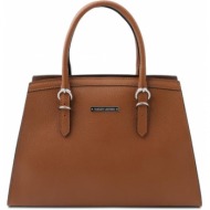 γυναικεία τσάντα δερμάτινη tuscany leather tl142147 κονιάκ