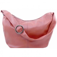 γυναικεία τσάντα δερμάτινη yvette tuscany leather tl140900 ροζ