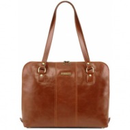 γυναικεία επαγγελματική τσάντα δερμάτινη ravenna 15.6 ίντσες tuscany leather tl141795 μελί