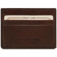 δερμάτινη θήκη για επαγγελματικές / πιστωτικές κάρτες tuscany leather tl140805 καφέ σκούρο