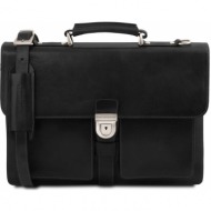 ανδρική επαγγελματική τσάντα δερμάτινη assisi 15 ίντσες tuscany leather tl141825 μαύρο