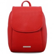 γυναικεία τσάντα πλάτης δερμάτινη tl bag tuscany leather tl141905 κόκκινο lipstick