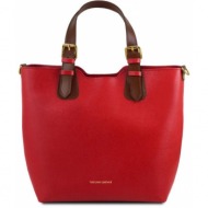 γυναικεία τσάντα δερμάτινη tuscany leather tl141696 κόκκινο lipstick