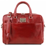 τσάντα laptop δερμάτινη urbino 15.6 ίντσες tuscany leather tl141241 κόκκινο