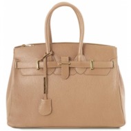 γυναικεία τσάντα δερμάτινη tuscany leather tl141529 σαμπανιζέ